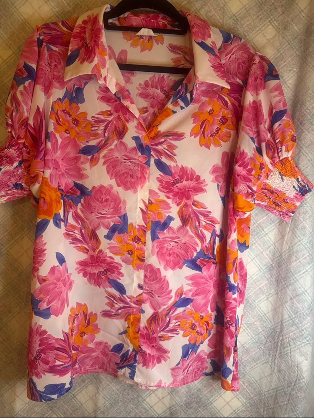Pink Multi Floral Short-Sleeve Blouse